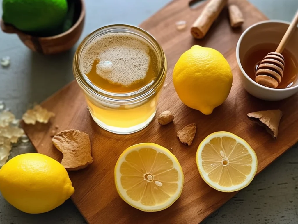 Served glass of mounjaro drink with lemon