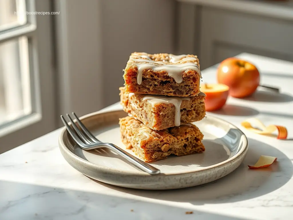 Delicious brown butter apple blondies with glaze for Thanksgiving