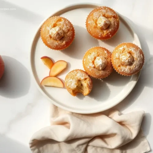 Delicious apple cider donut cupcakes on a white marble table