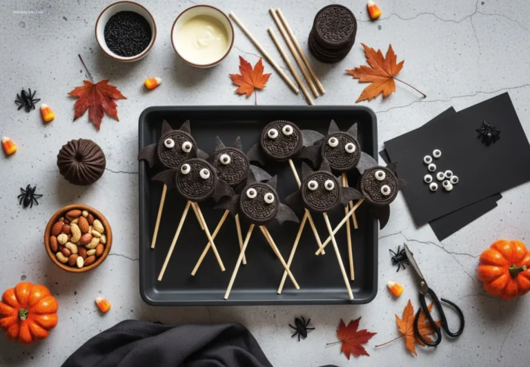 Close-up of a Bat Oreo Pop a perfect fall marshmallow pop
