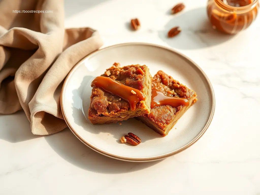 Delicious Caramel Apple Blondies for Fall with apple slices