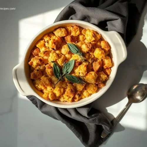Delicious Cornbread Stuffing with Sage Thyme for your holiday meal