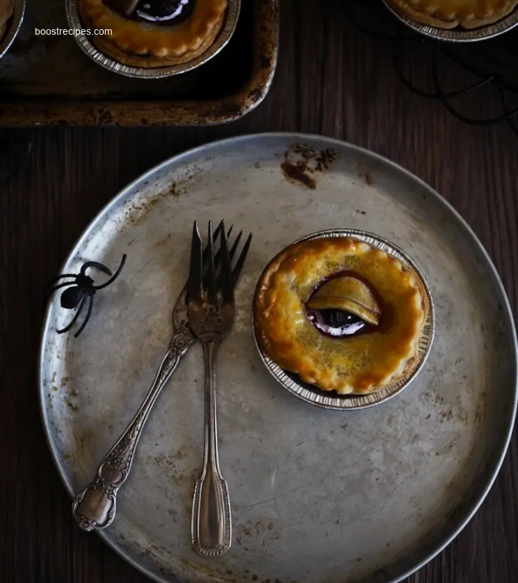 Creepy Eye Pies with realistic edible eyes for Halloween