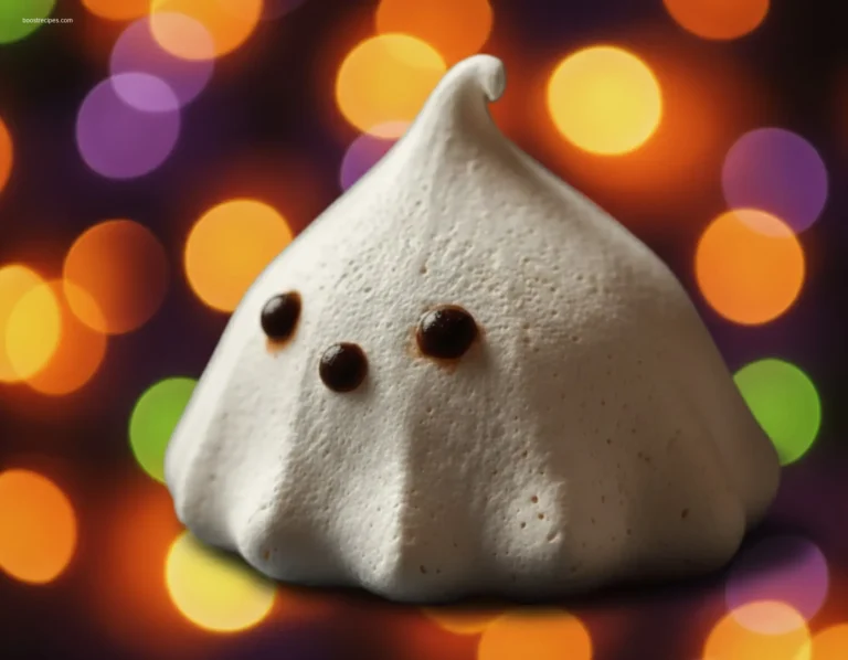 A hand picking up a fresh Ghost Meringue from a plate