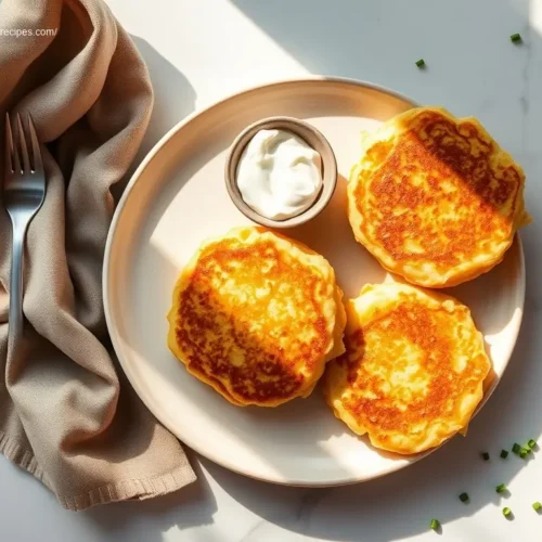 Delicious Gluten-Free Mashed Potato Pancakes with sour cream