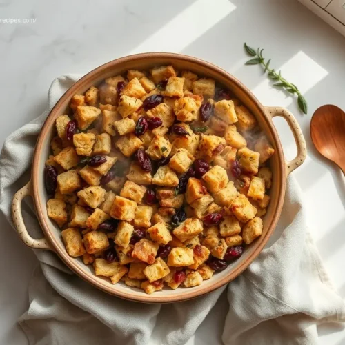Delicious Gluten-Free Thanksgiving Stuffing baked to golden perfection
