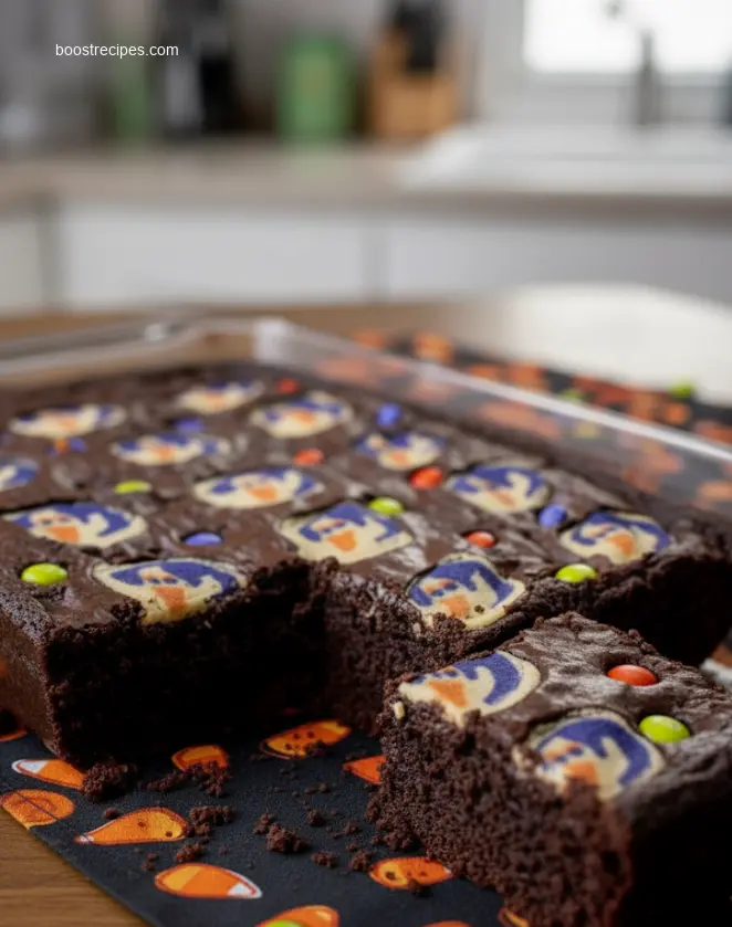 Close up of Halloween Brookies bitten and full of delight