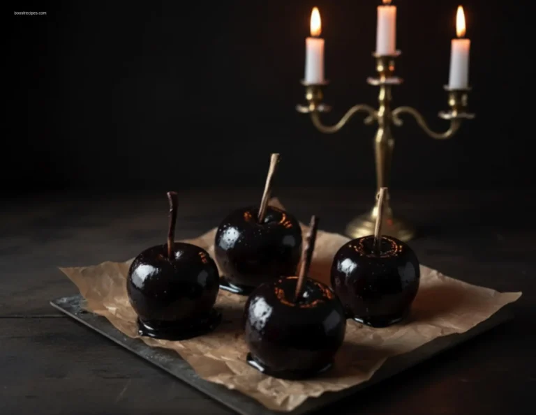Slicing a black Poison Apple Recipe for a Halloween treat