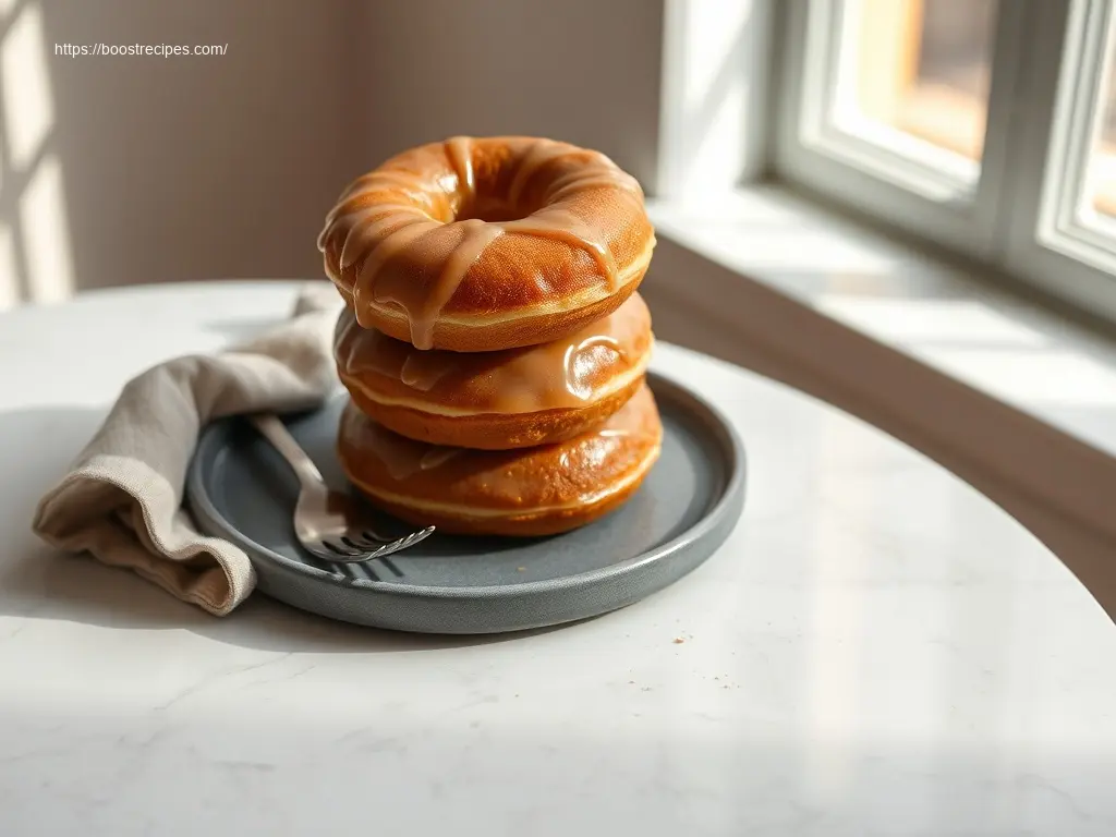 Delicious pumpkin spice brioche donuts with sweet maple glaze
