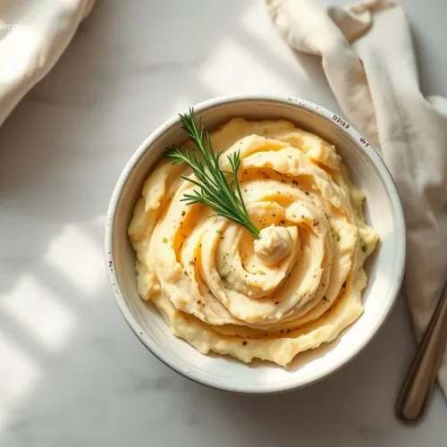Delicious Roasted Garlic Herb Mashed Potatoes in a bowl