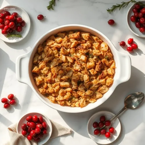 Delicious Savory Turkey and Herb Stuffing, perfect for holidays