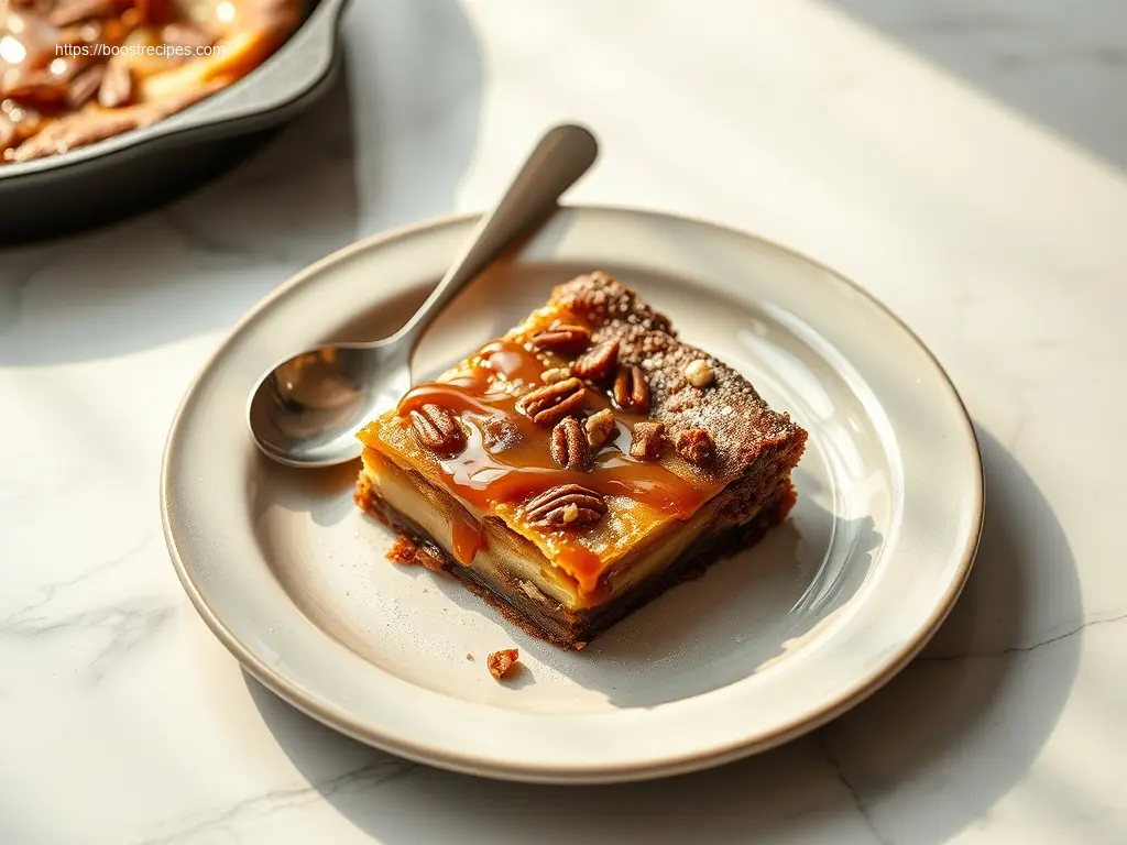 Skillet Apple Pie Brownies with melting ice cream