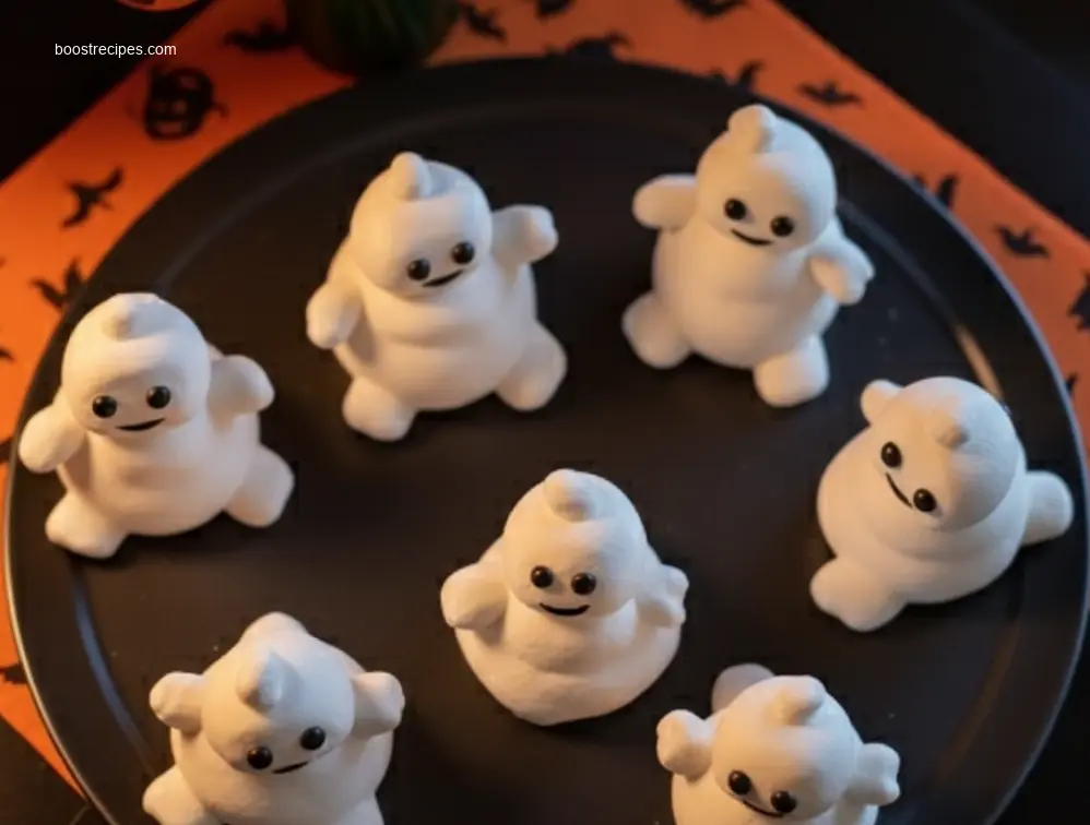 Toasted Ghostbusters Stay Puft marshmallows on a white plate