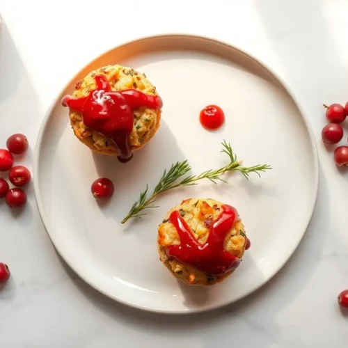 Delicious Stuffing Muffins with Cranberry Glaze