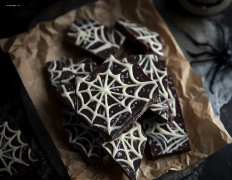 Lifting a piece of webbed chocolate bark with a spatula