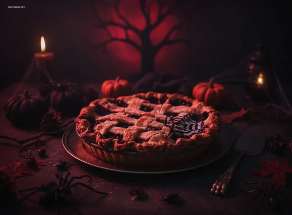 Delicious Zombie Berry Pie with flaky crust on marble