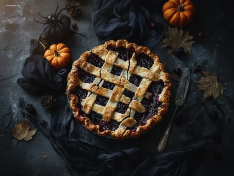 Spoon scooping into warm Zombie Berry Pie