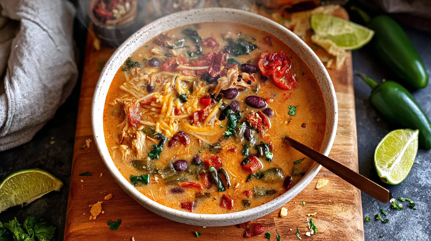 Various hearty crockpot soup recipes served in rustic bowls.