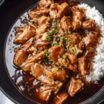 Delicious plate of Bourbon Chicken glazed with sweet and tangy sauce