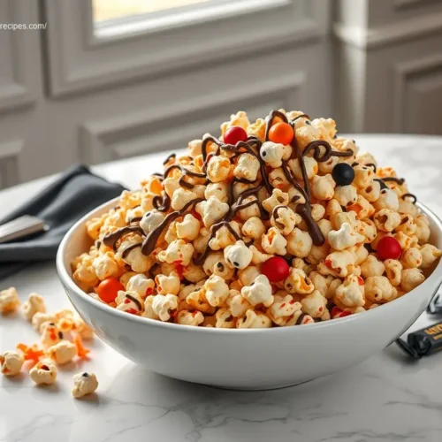 Delicious Cauldron Popcorn Mix ready for your party