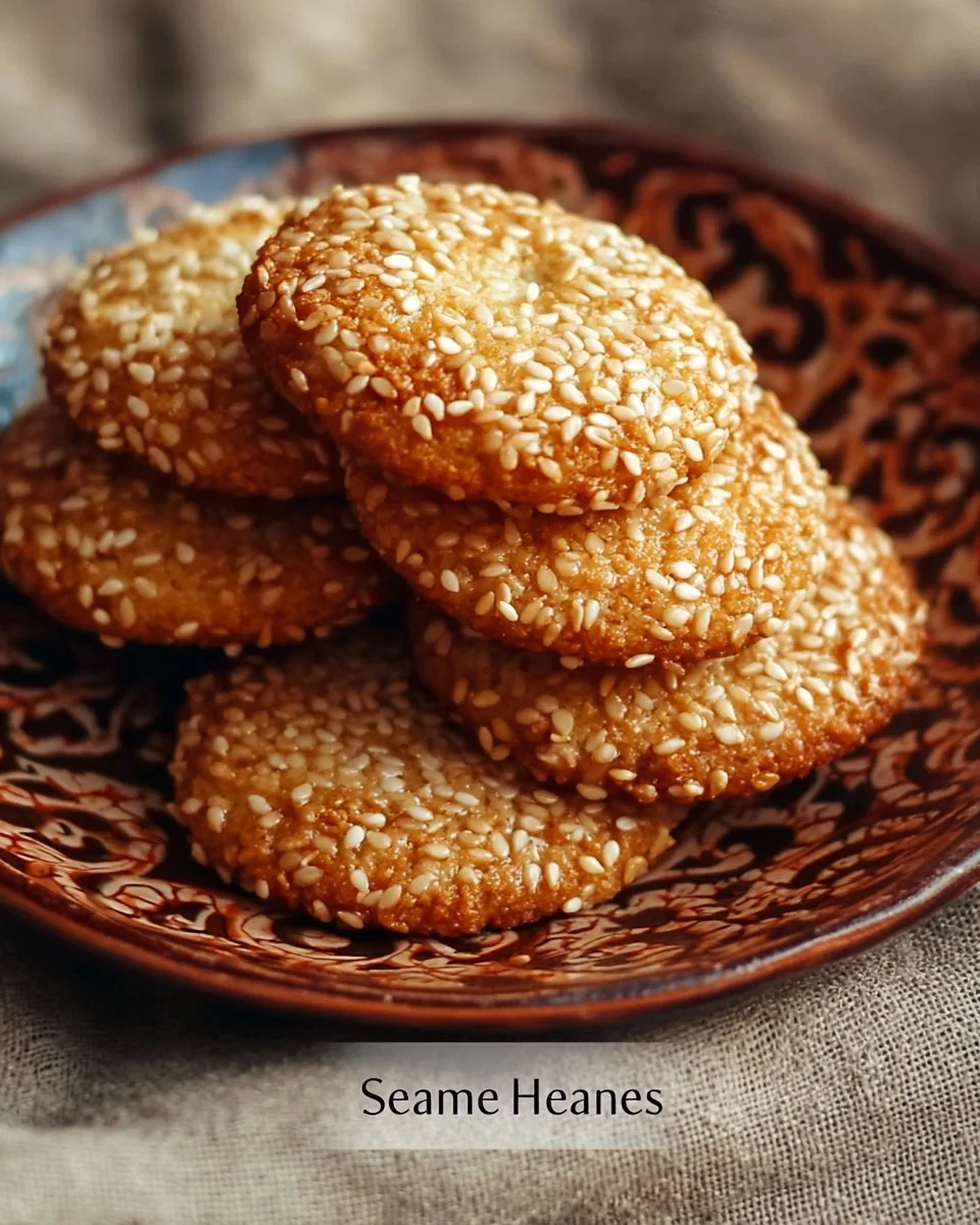 Chewy sesame seed cookies baked to golden perfection