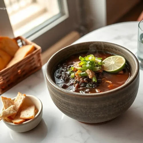 Delicious Slow Cooker Chicken & Black Bean Soup overhead