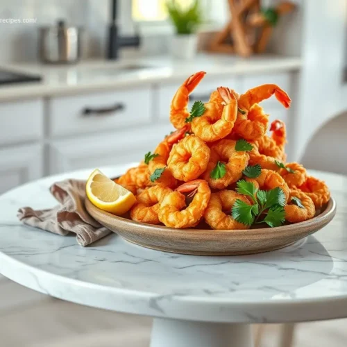 Crispy Tempura Shrimp Platter overhead view