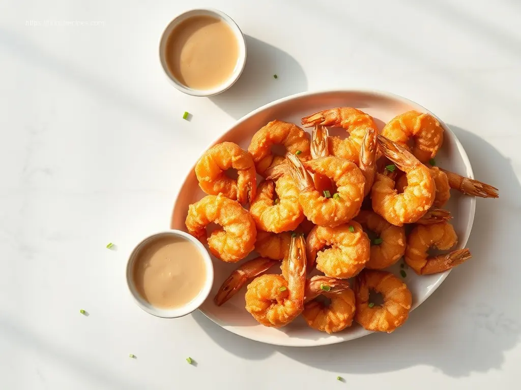 Crispy Tempura Shrimp Platter overhead view