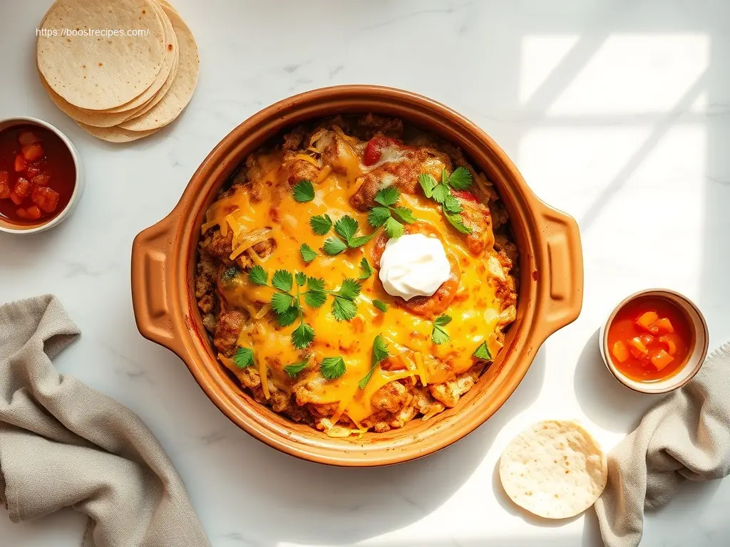 Crockpot Chicken Enchilada Casserole full crockpot meal