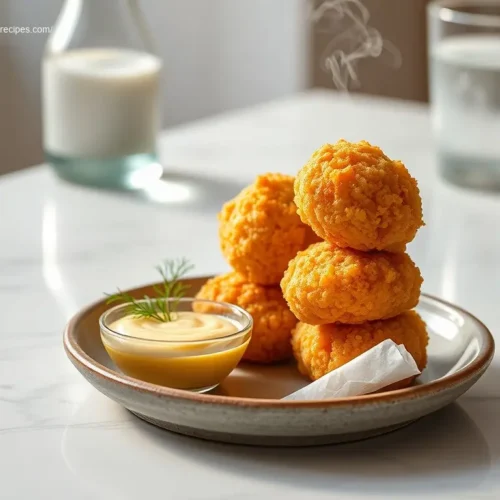 Golden Shrimp Arancini served with fresh herbs