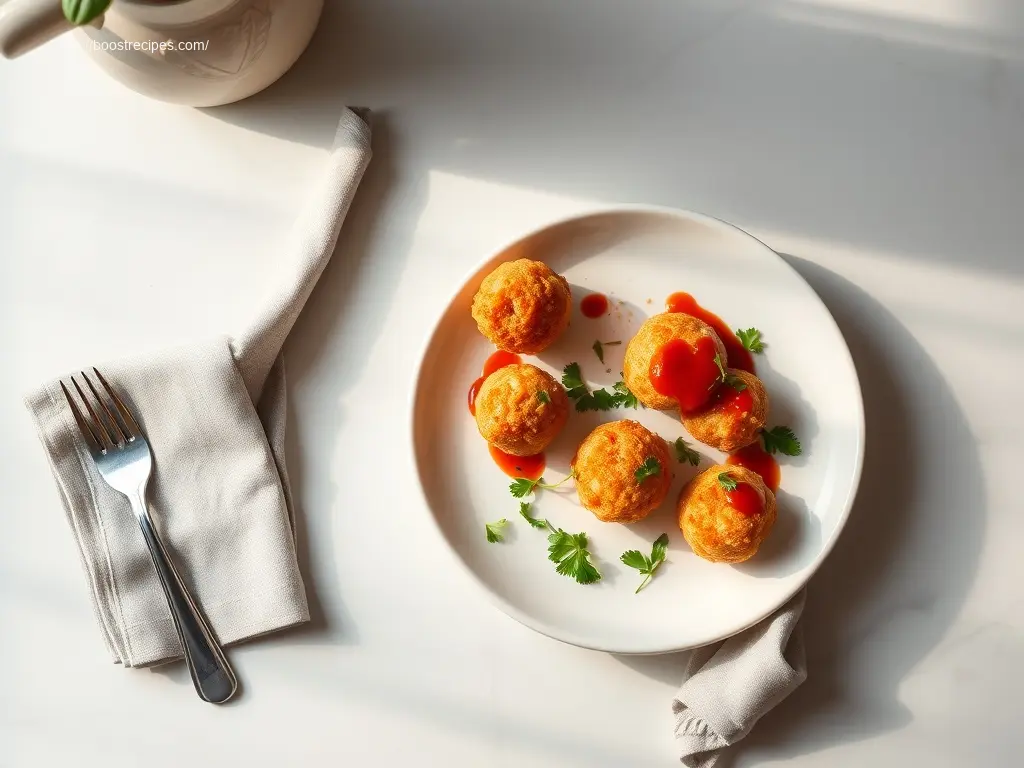 Golden Shrimp Arancini served with fresh herbs