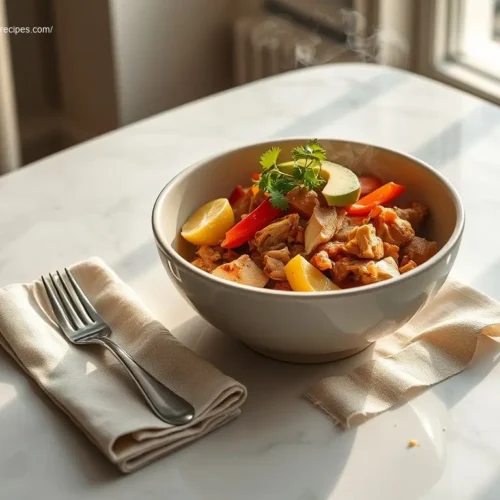 Healthy Crockpot Chicken Burrito Bowls overhead view