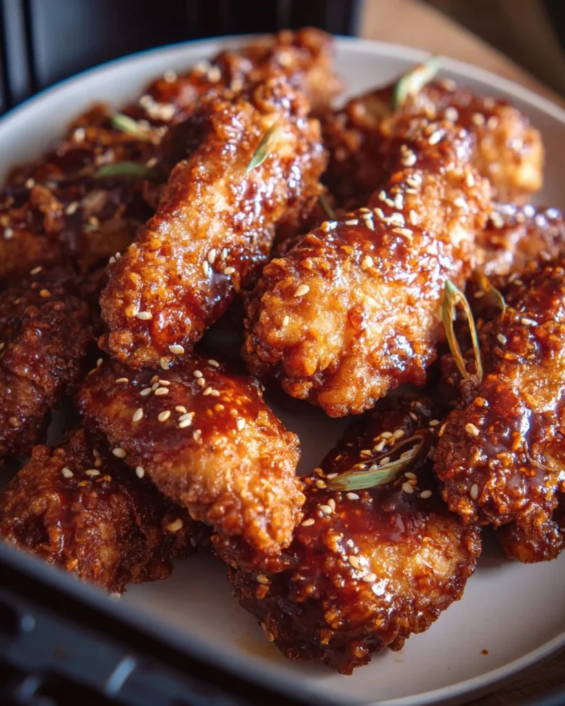 Crispy Korean Fried Chicken prepared in an air fryer