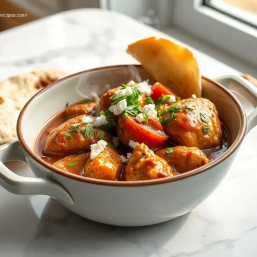 Delicious Mediterranean Crockpot Chicken flatlay with lemon