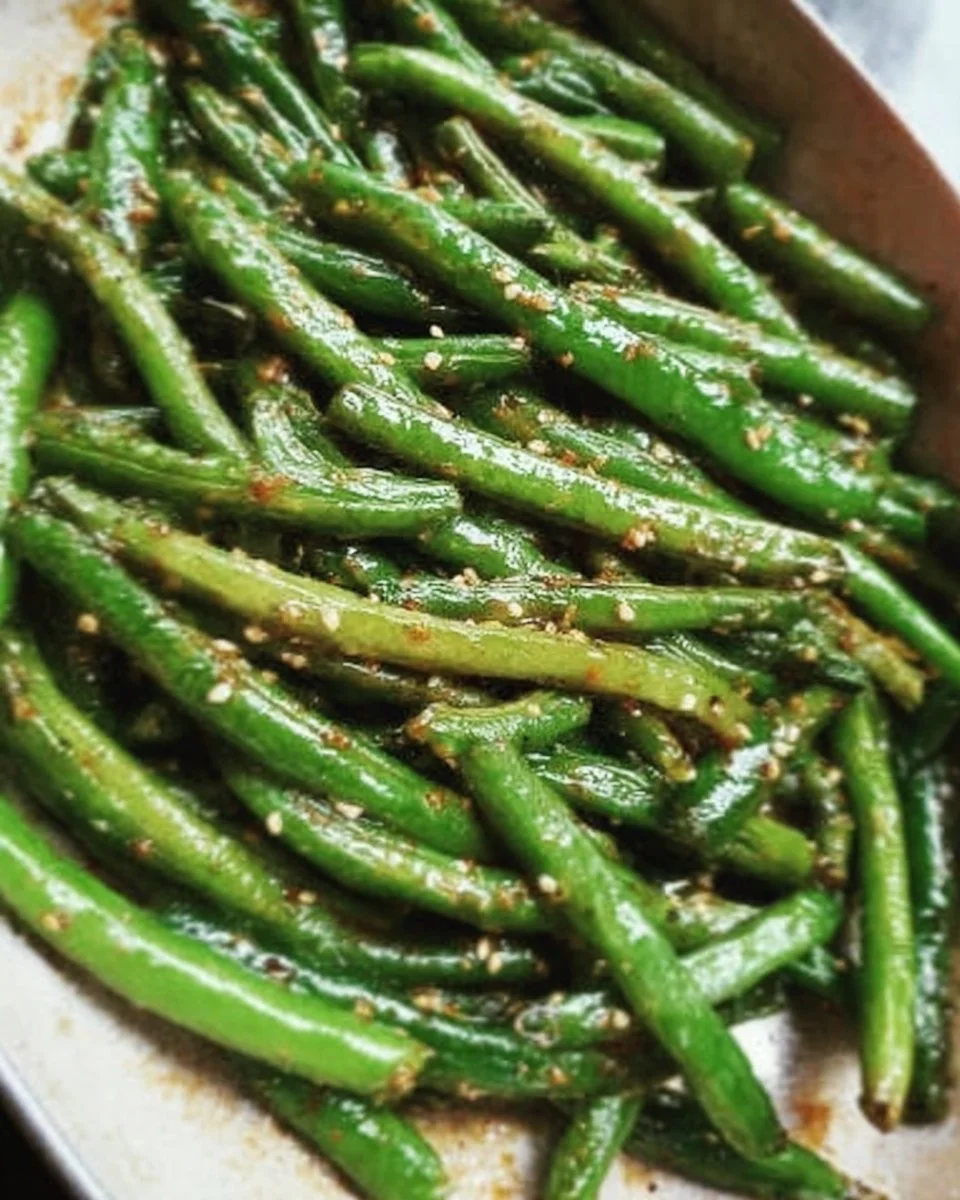 Delicious miso green beans recipe with savory flavor and vibrant color.