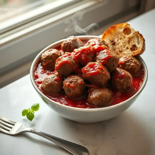 Spooky Monster Meatballs on a dark plate