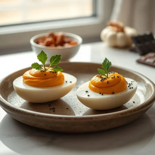Delicious Pumpkin Deviled Eggs appetizer