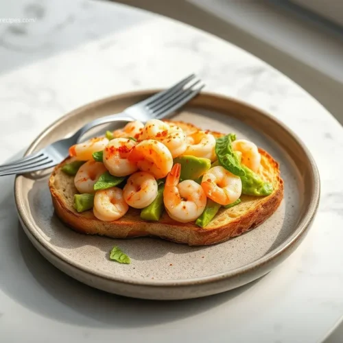 Delicious Shrimp Avocado Toast with Chili Flakes