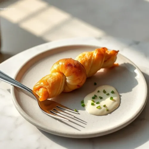 Delicious Shrimp Puff Pastry Twists on a white platter