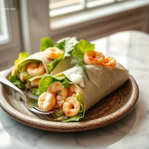 Delicious Shrimp Caesar Salad Wraps ready to be enjoyed