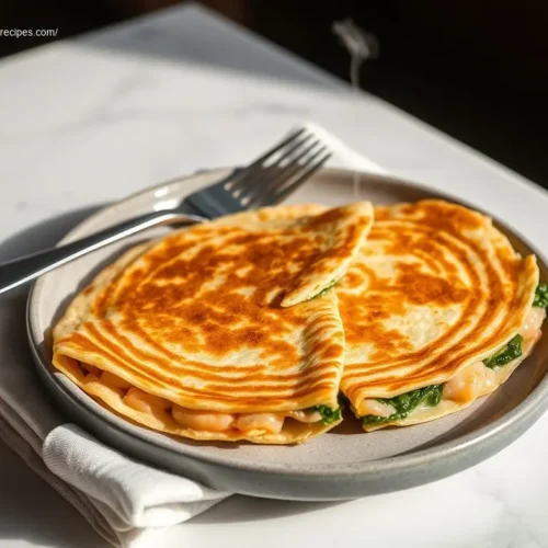 Delicious shrimp and spinach quesadillas