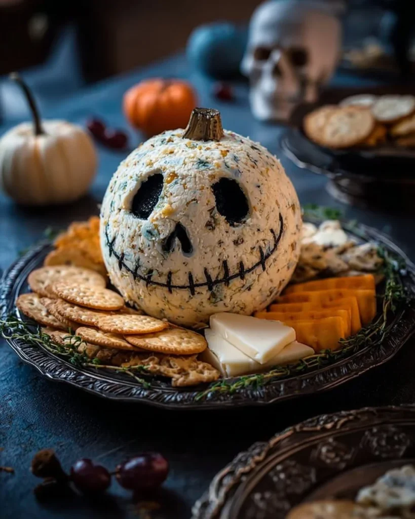 Skellington Cheese Ball Appetizer for Halloween party