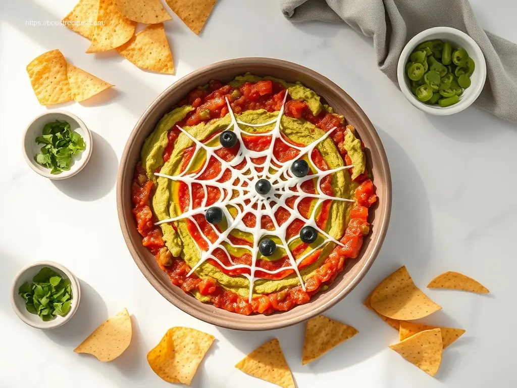 Delicious Spiderweb Layer Dip for parties