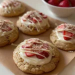 Delicious Strawberry Cheesecake Cookies on a decorative plate