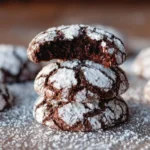 Delicious homemade Chocolate Crinkle Cookies dusted with powdered sugar.