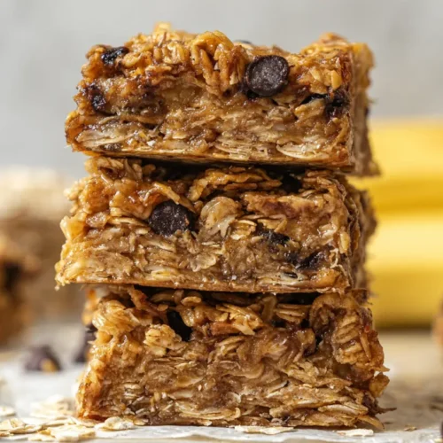 Delicious banana oatmeal bars ready to eat