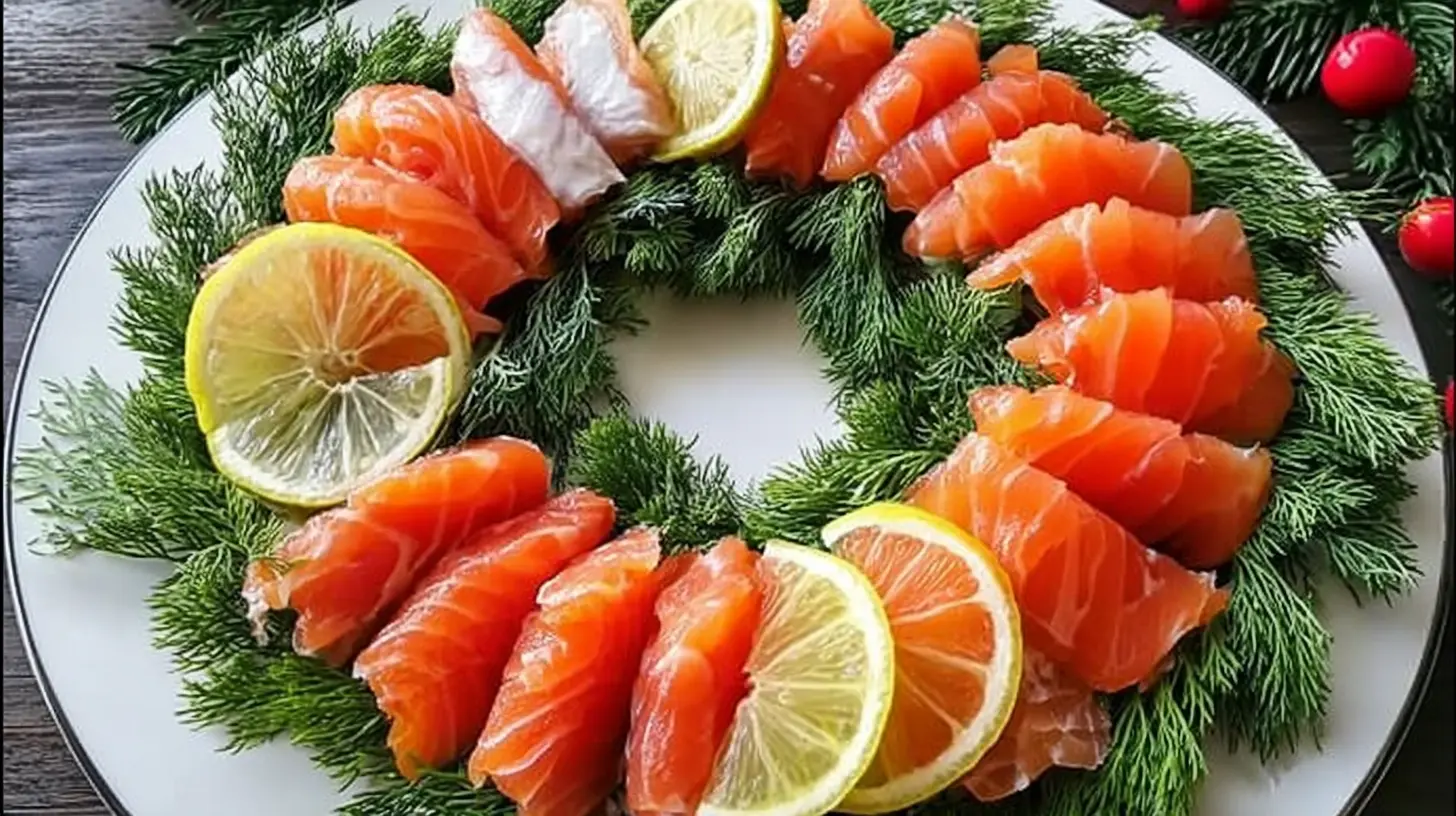 Delicious Christmas food dinner dishes artfully arranged for a holiday meal.