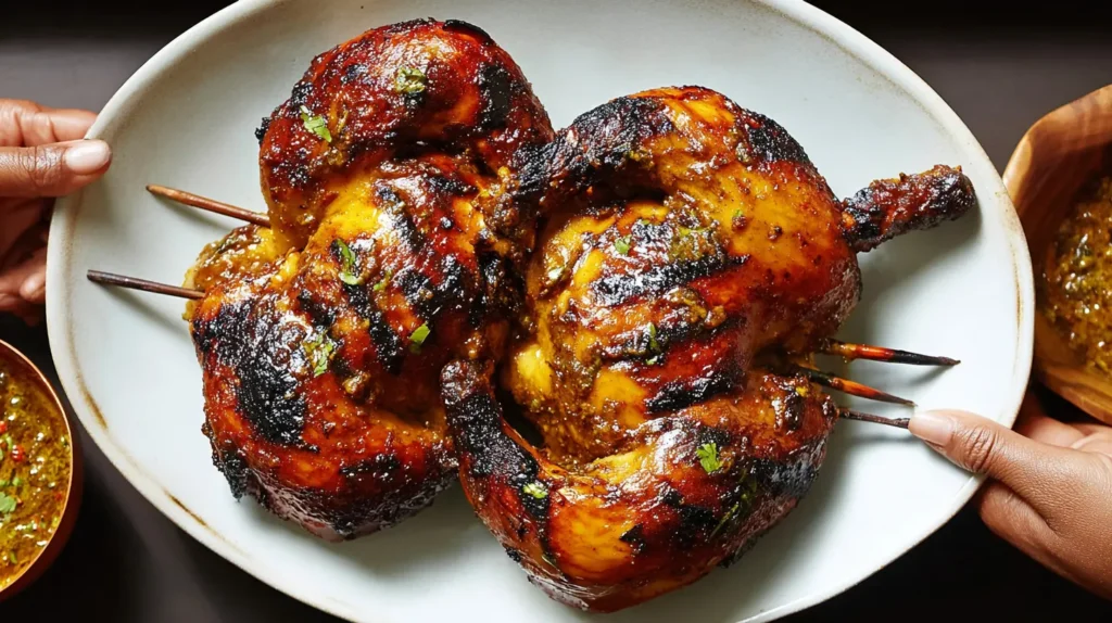 Delicious Thai grilled chicken on a plate