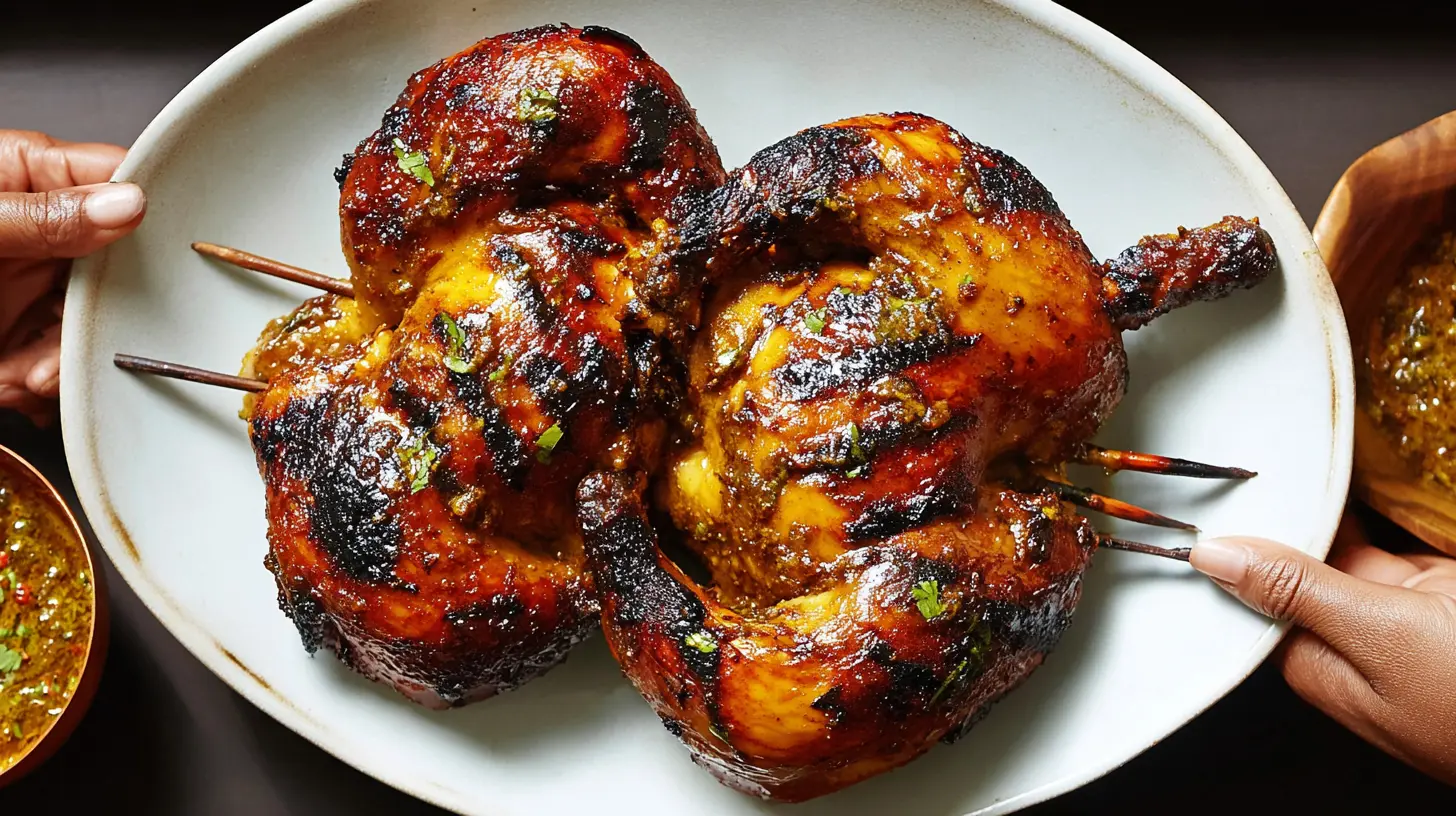 Delicious Thai grilled chicken on a plate