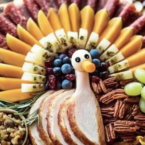 A vibrant spread of easy charcuterie appetizers beautifully arranged on a wooden board.